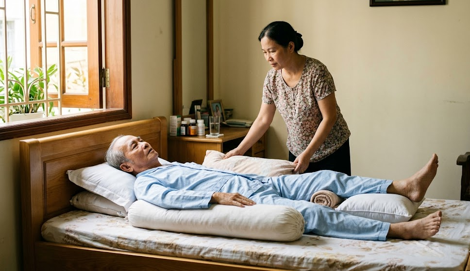 cách kê gối cho người liệt