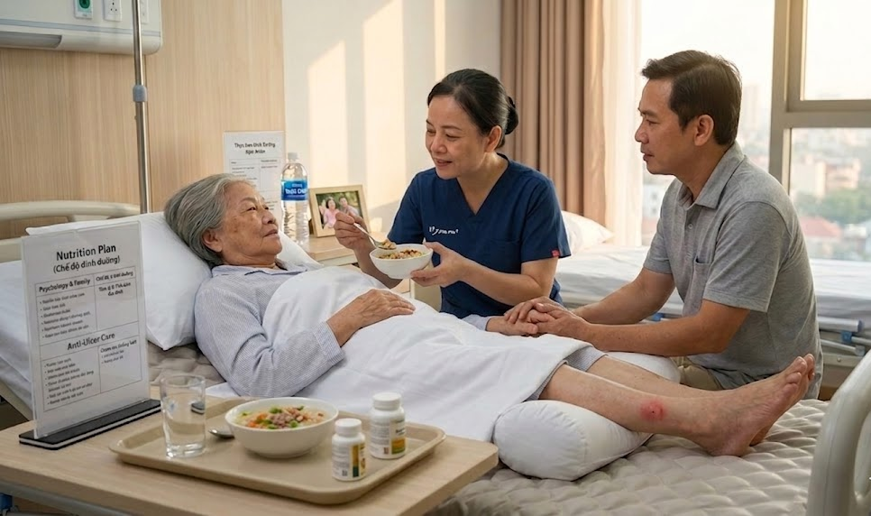chống loét cho người tai biếng liệt giường