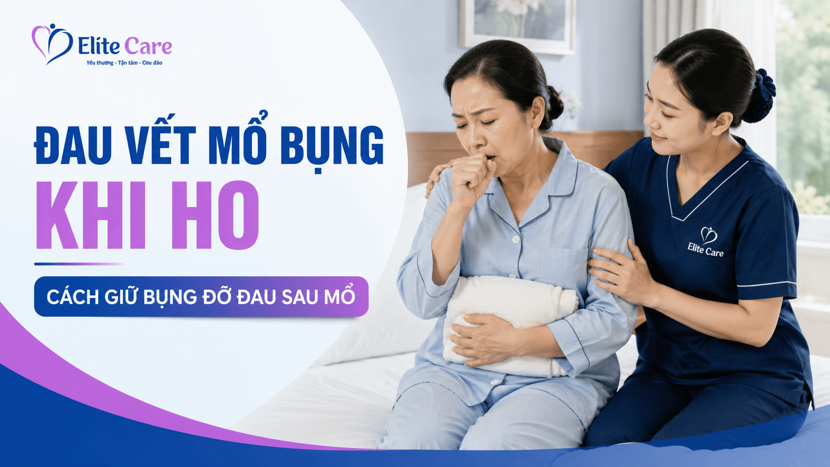 đau vết mổ bụng khi ho