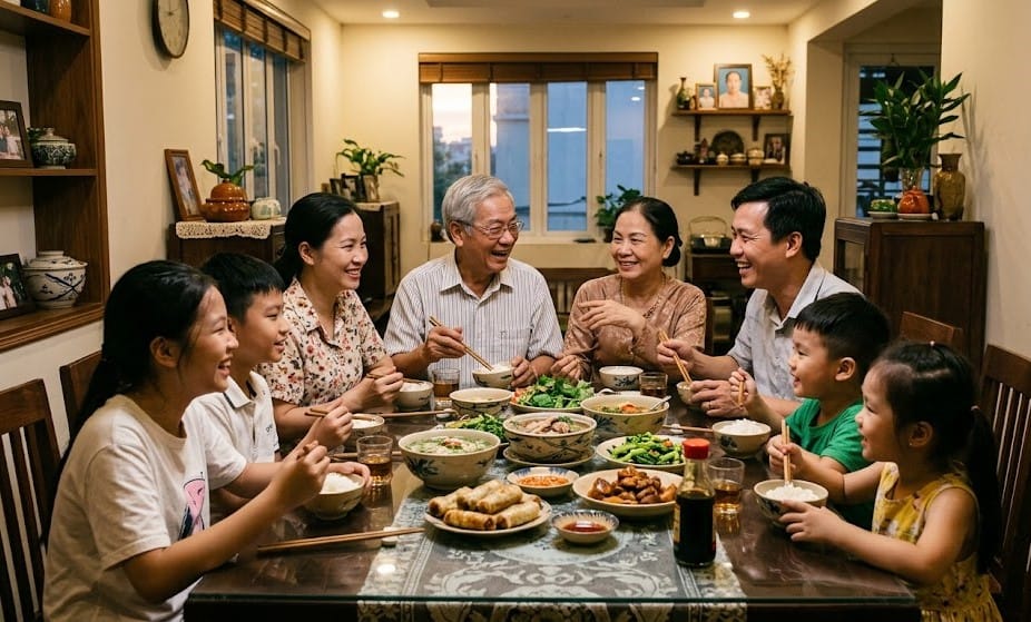 gia đình quây quần