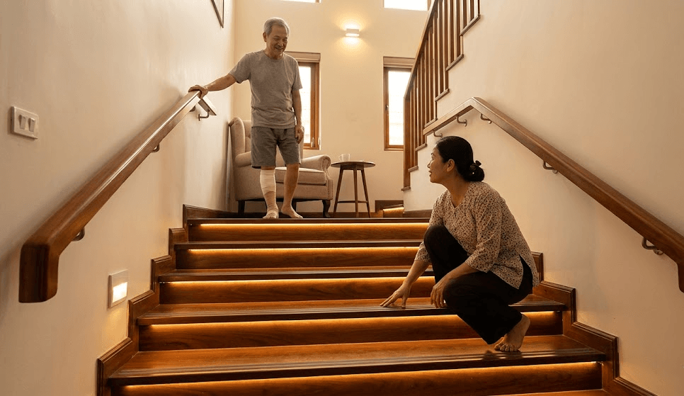 Người Mới Mổ Chân Lên Xuống Cầu Thang