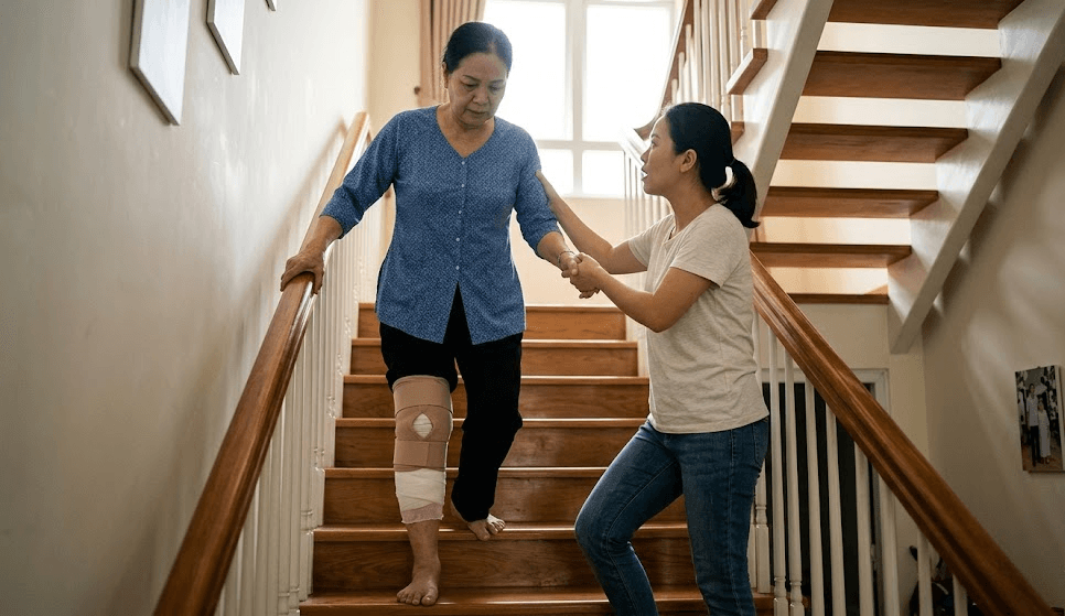 Người Mới Mổ Chân Lên Xuống Cầu Thang