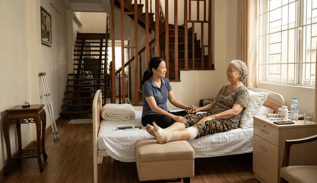 Người Mới Mổ Chân Lên Xuống Cầu Thang