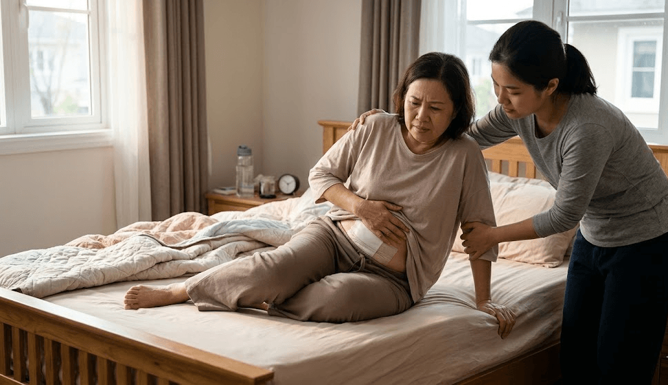 Bảo vệ vết mổ bụng khi đi lại