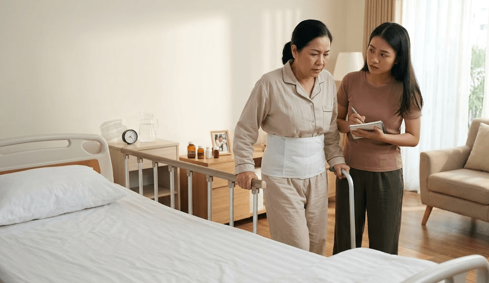 Bảo vệ vết mổ bụng khi đi lại