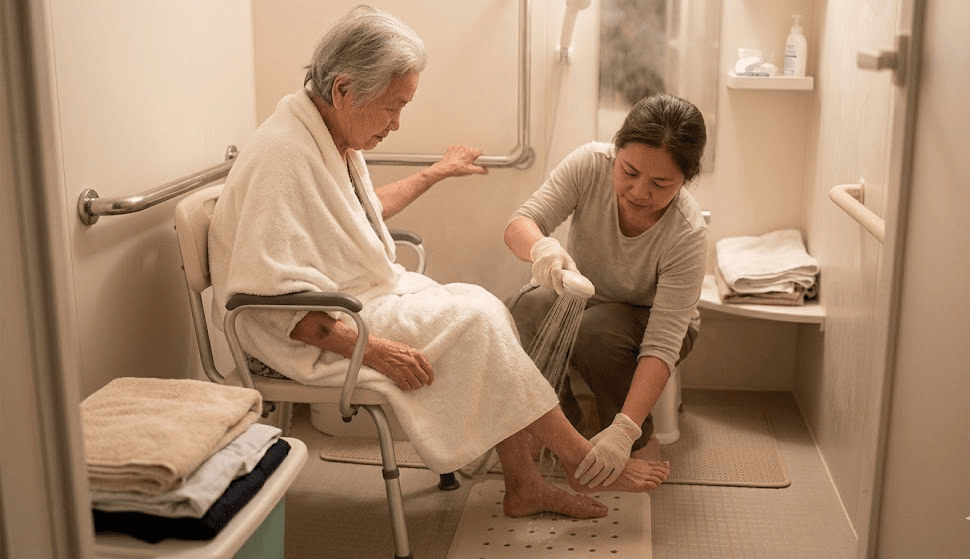 tắm gội cho người già yếu