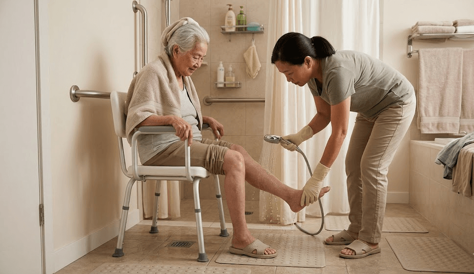 tắm gội cho người già yếu