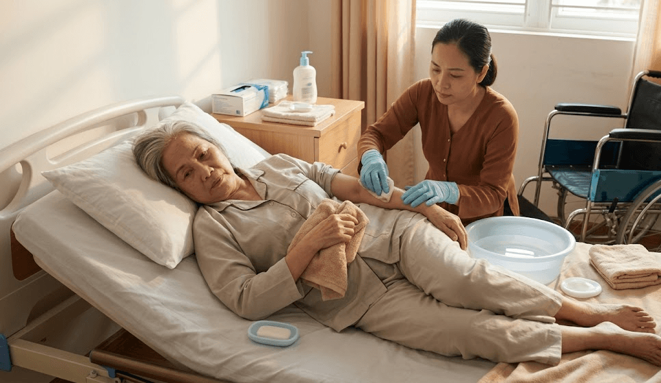 tắm gội cho người già yếu