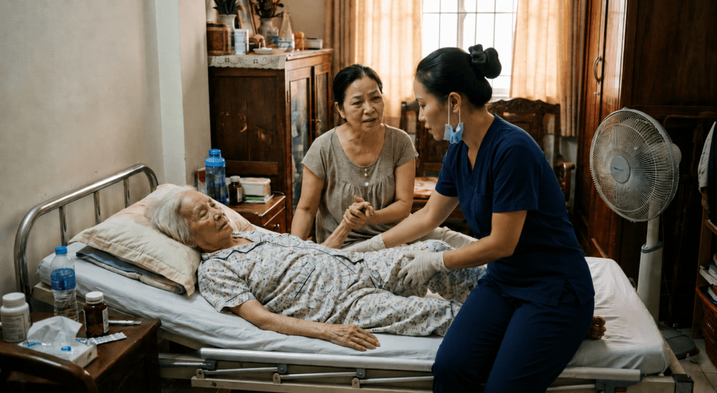 tắm gội cho người già yếu