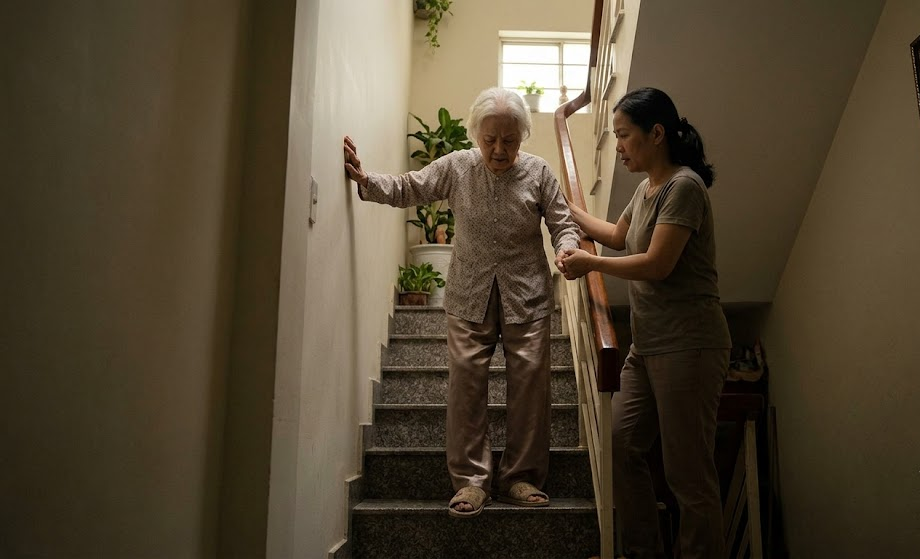 Hỗ Trợ Người Già Đi Cầu Thang