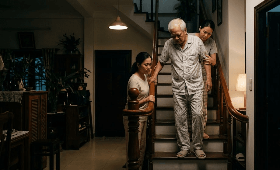 Hỗ Trợ Người Già Đi Cầu Thang