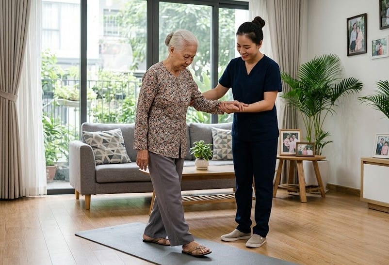 phòng ngủ chống té ngã cho người cao tuổi