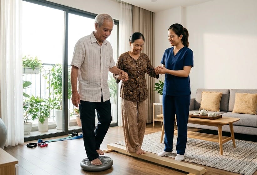 bài tập thăng bằng chống ngã cho người già