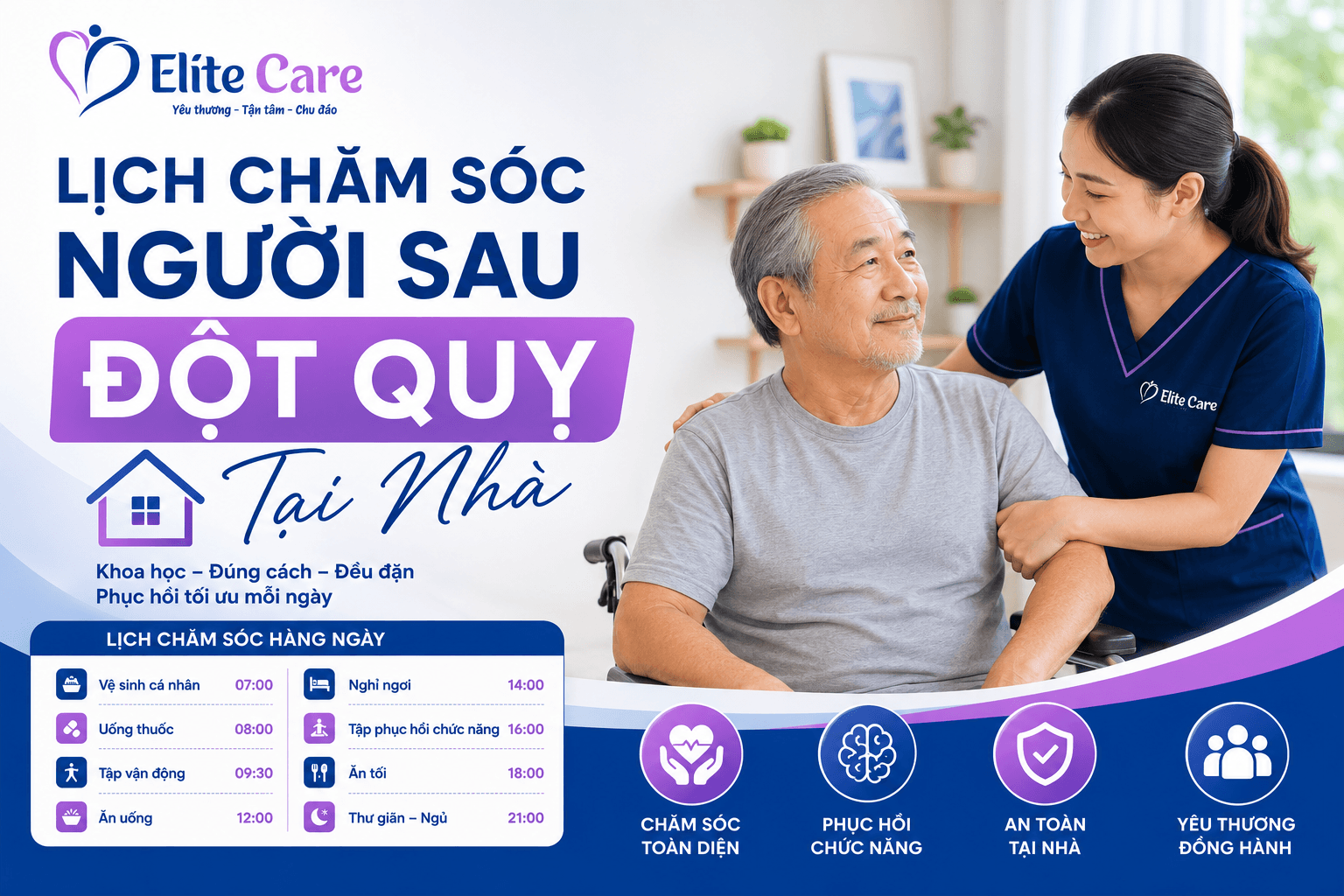 Lịch chăm sóc người sau đột quỵ tại nhà