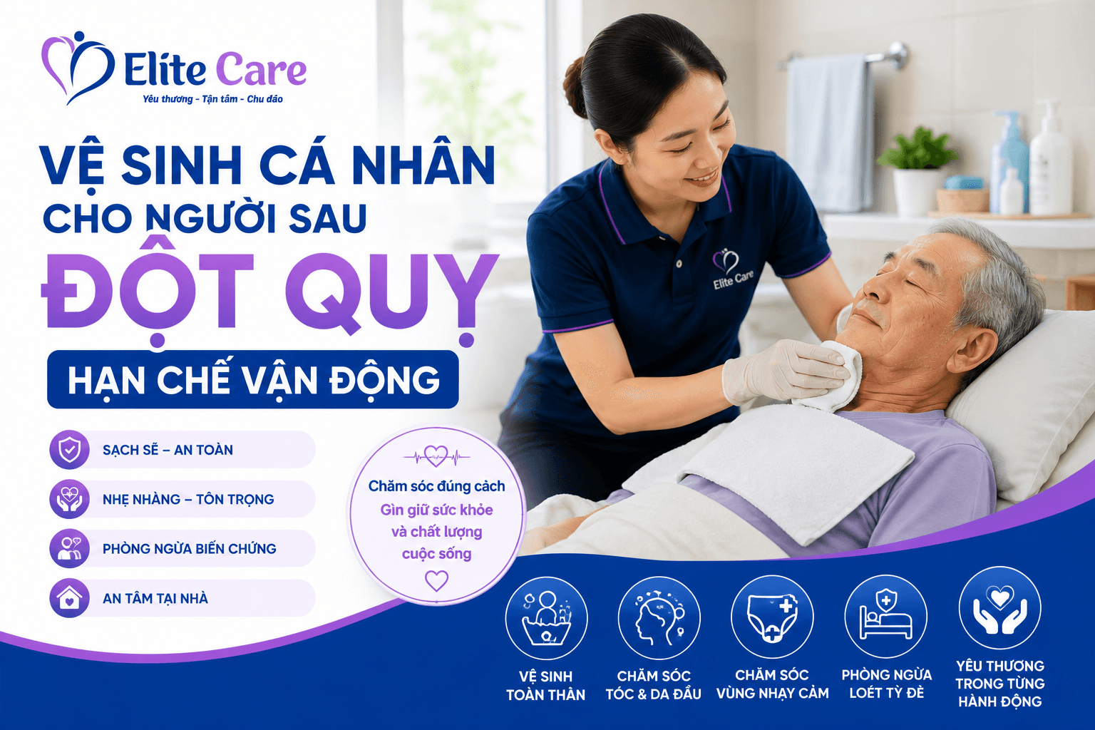 Vệ sinh cá nhân cho người sau đột quỵ