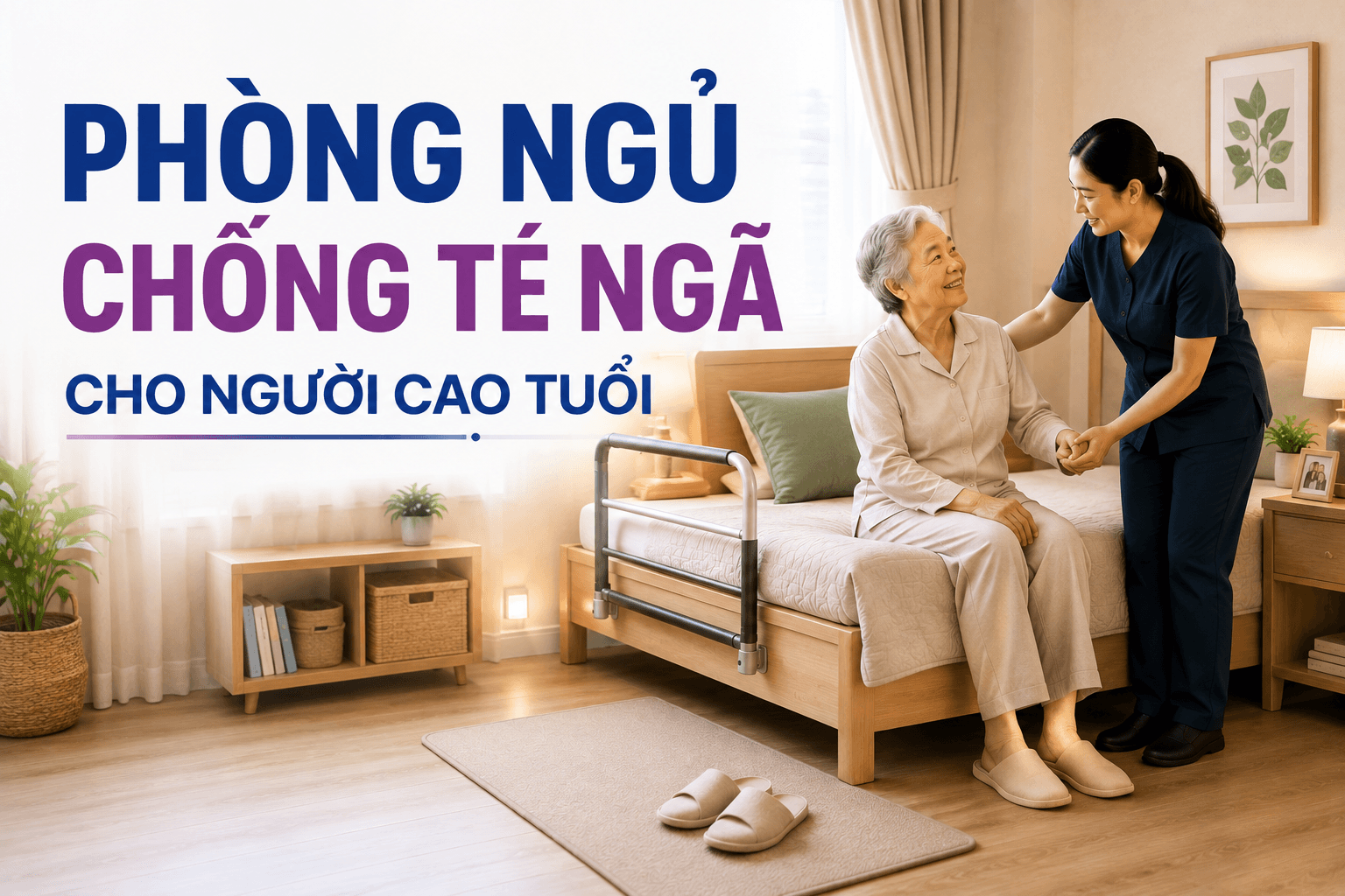 phòng ngủ chống té ngã cho người cao tuổi