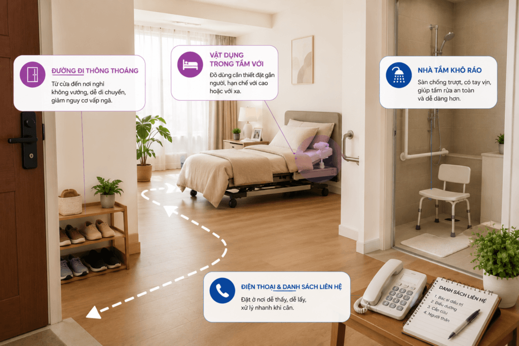chuẩn bị nhà trước khi xuất khi sau phẫu thuật 