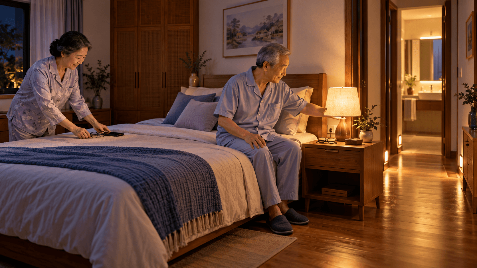 Thói quen buổi tối và phòng ngủ an toàn cho người cao tuổi 
